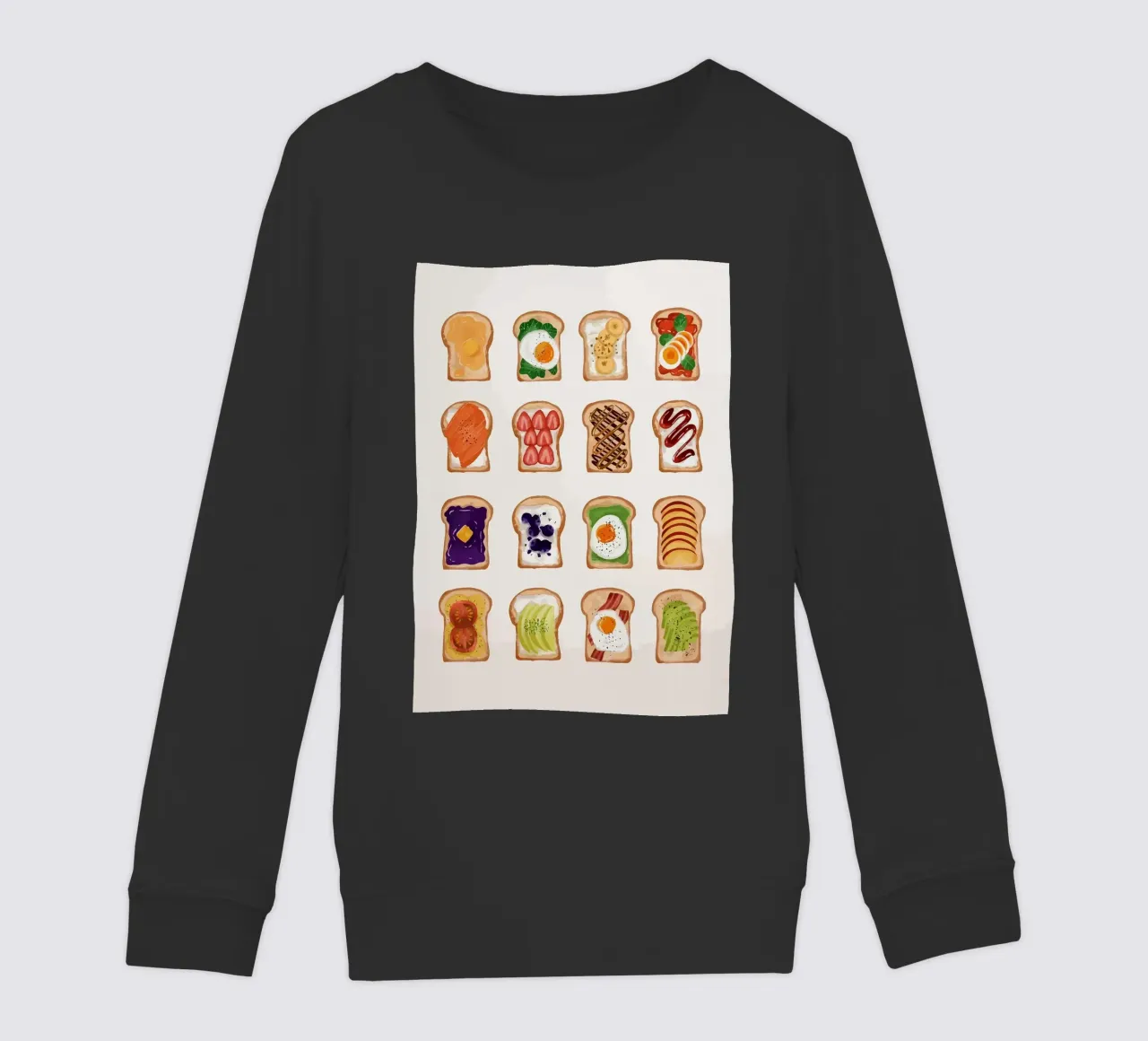 Pane tostato con vari condimenti felpa bambino da bazi