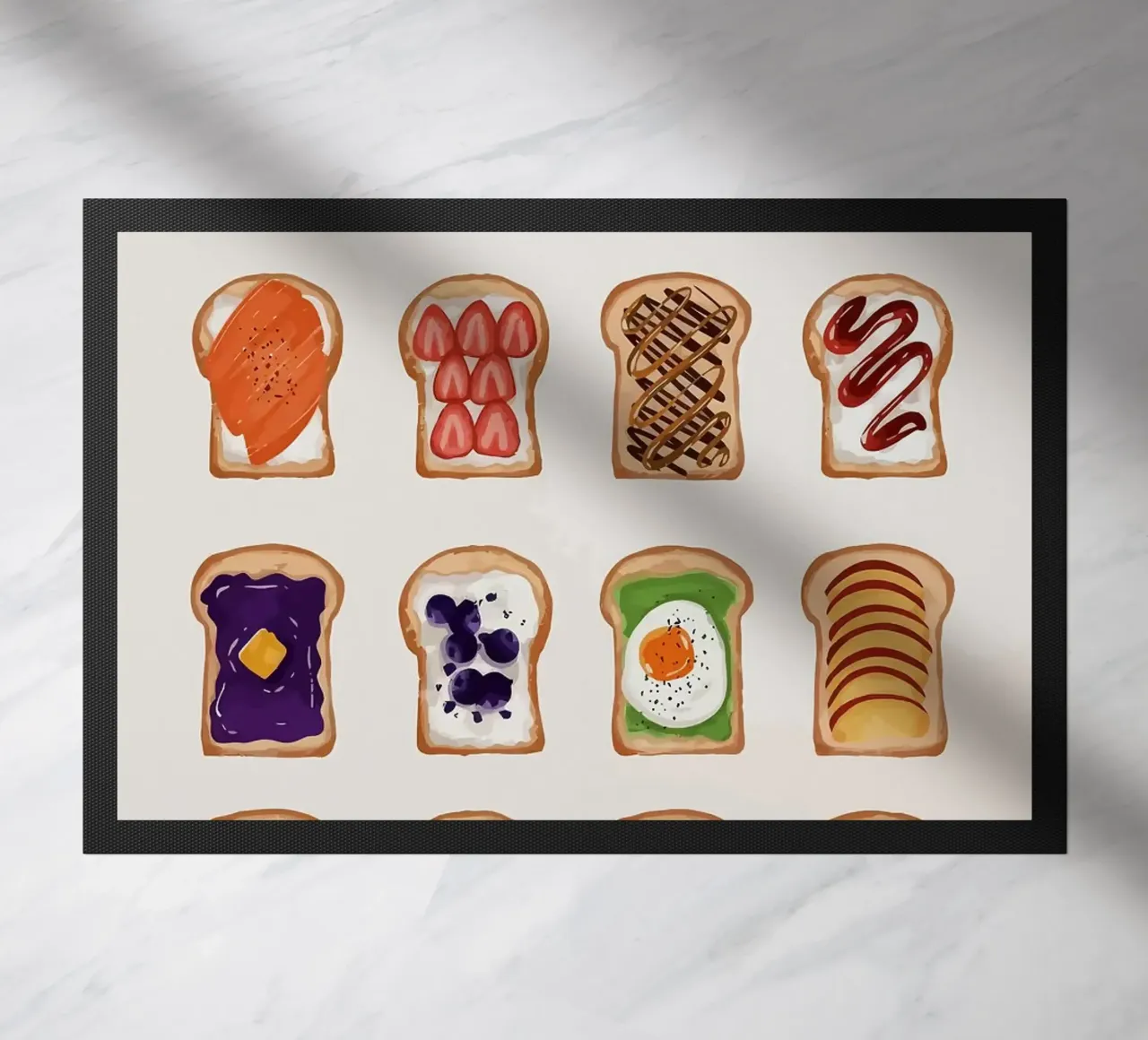 Pane tostato con vari condimenti zerbino da bazi