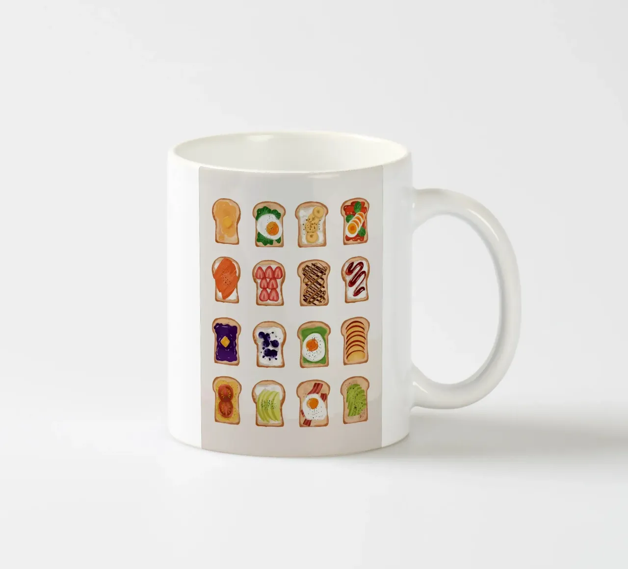 Pane tostato con vari condimenti tazza in ceramica da bazi