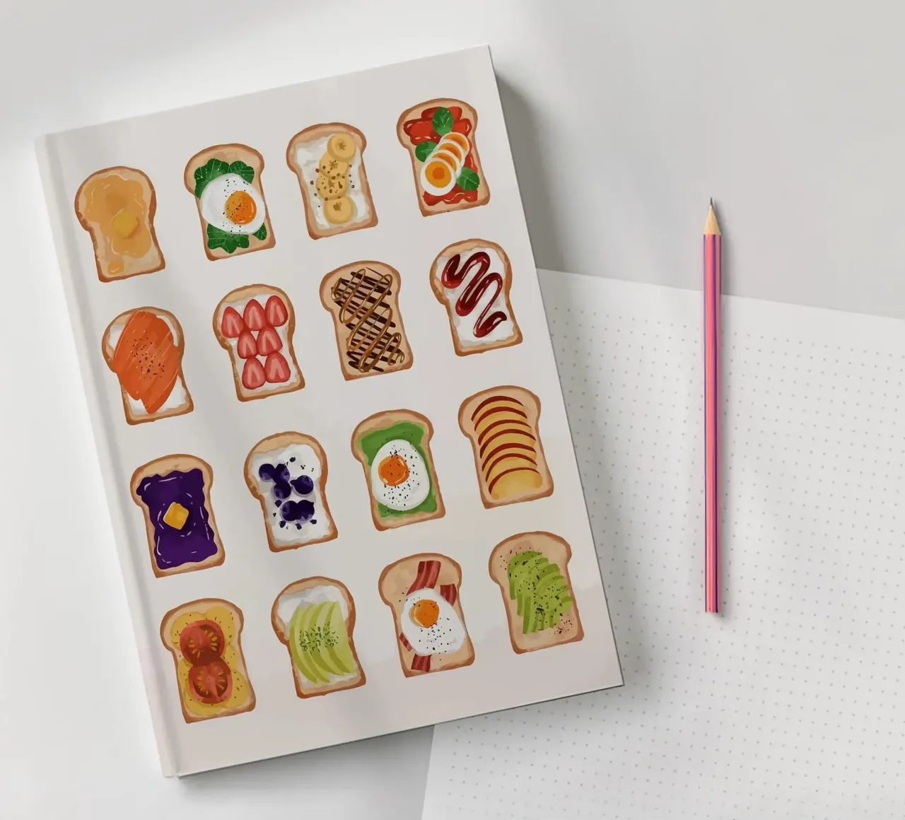 Toasted Bread with Various Toppings notebook by bazi