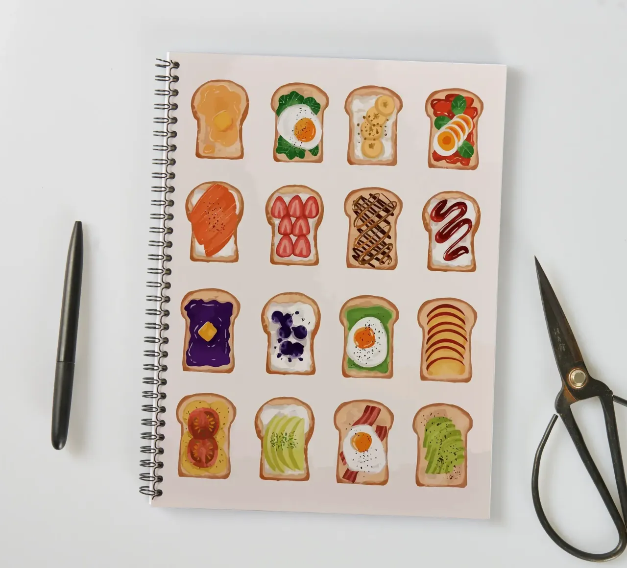 Toasted Bread with Various Toppings spiral notebook by bazi