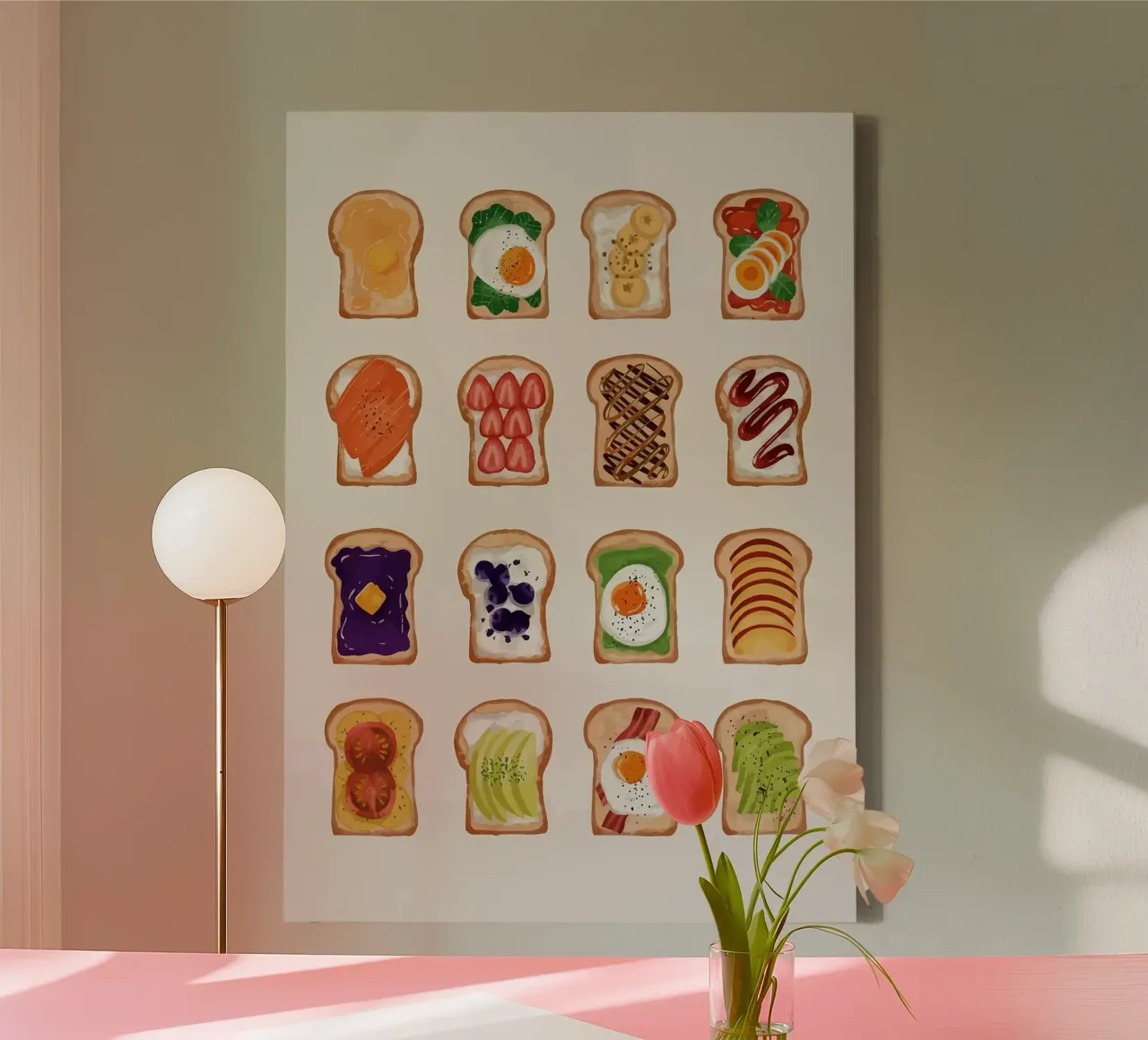 Toasted Bread with Various Toppings canvas by bazi