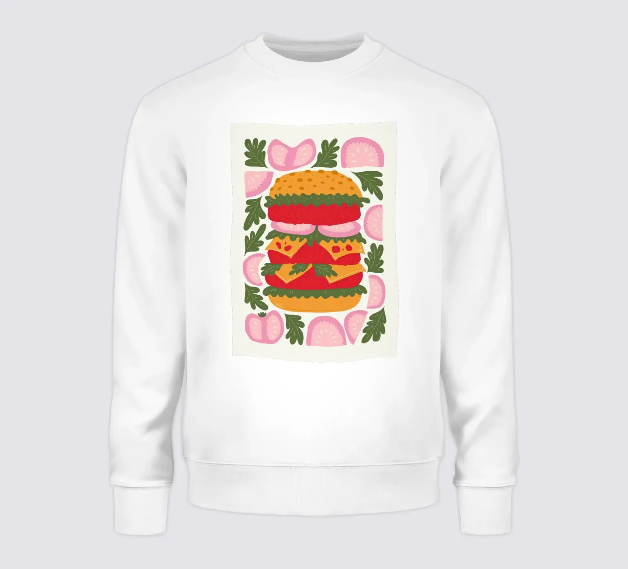Hamburger illustrato con guarnizioni felpa da bazi