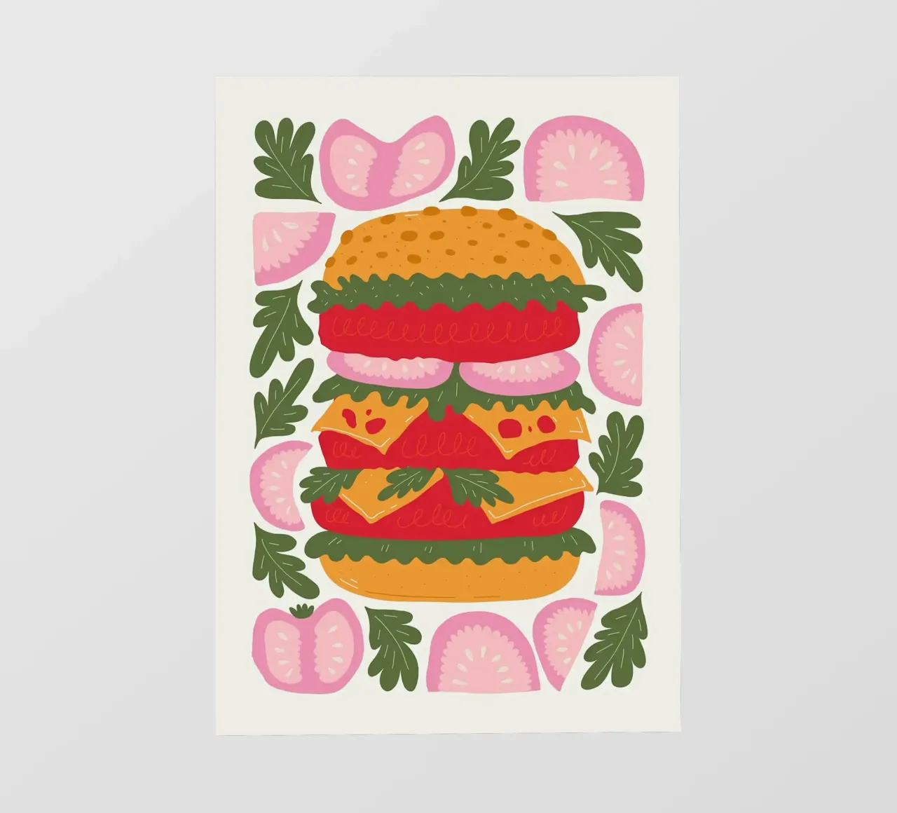 Hamburger illustrato con guarnizioni pellicola backlit da bazi