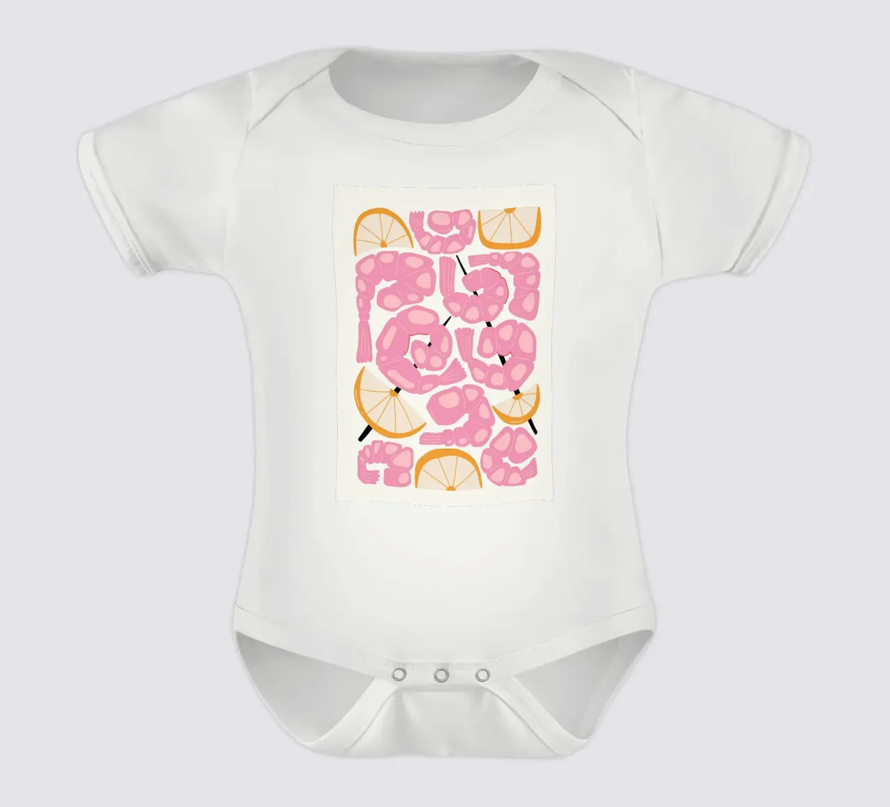 Schema di gamberi e limone body neonato maniche corte da bazi