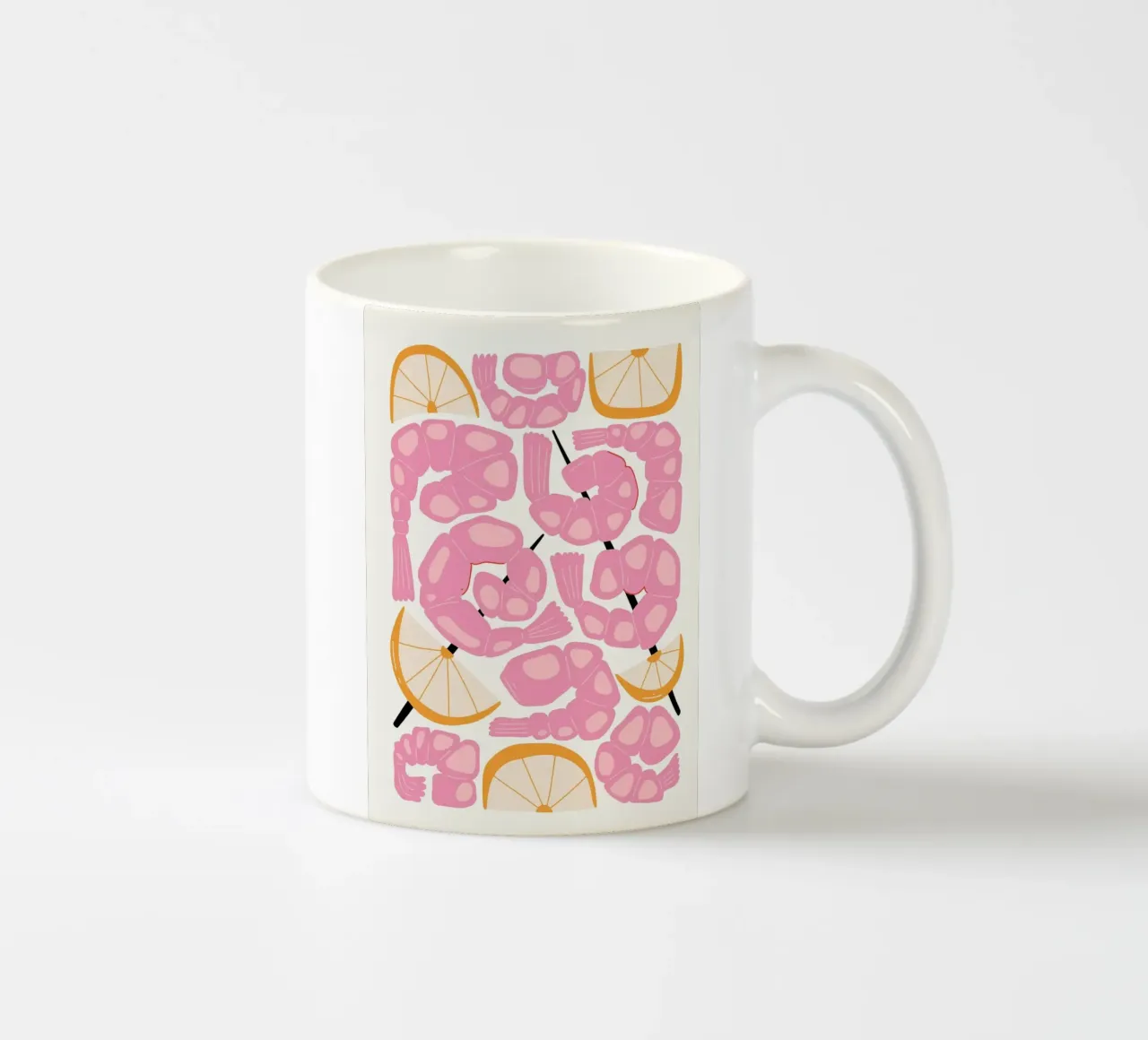 Schema di gamberi e limone tazza in ceramica da bazi
