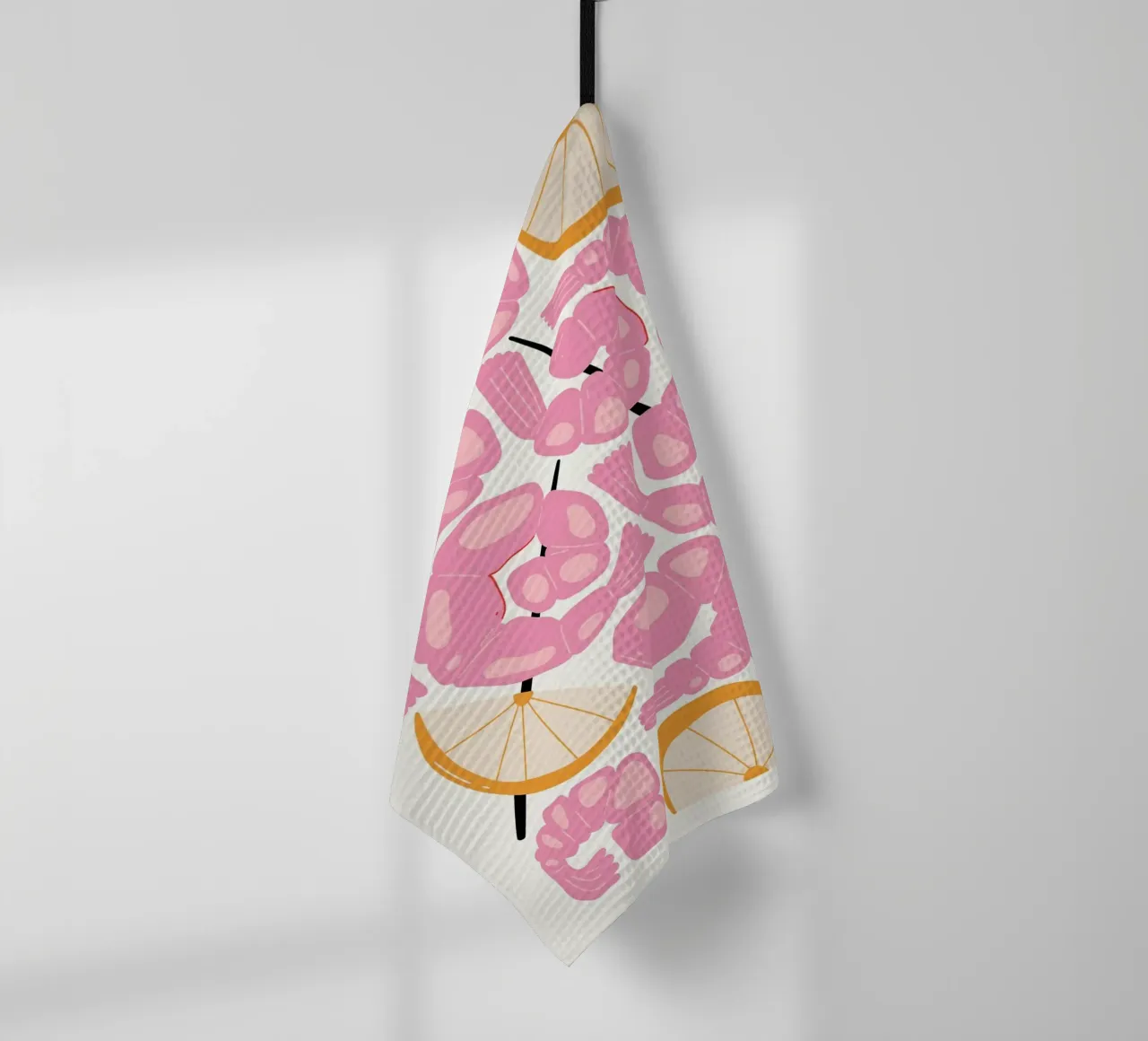 Schema di gamberi e limone canovaccio da cucina da bazi