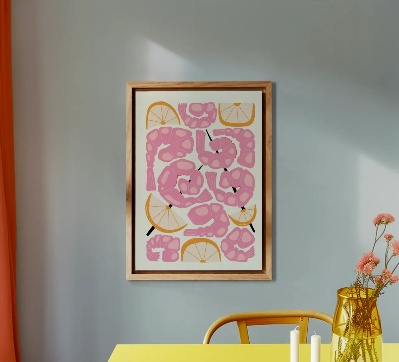 Schema di gamberi e limone alluminio dibond da bazi