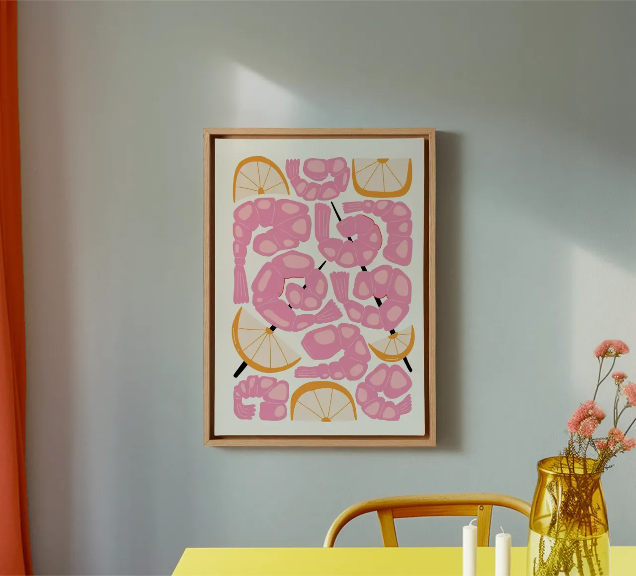 Shrimp and Lemon Pattern canvas by bazi