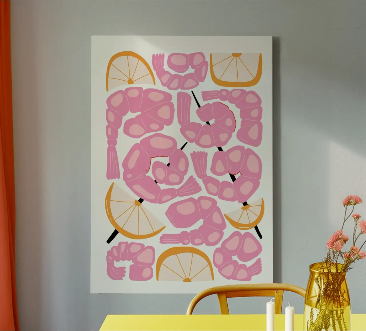 Shrimp and Lemon Pattern canvas by bazi