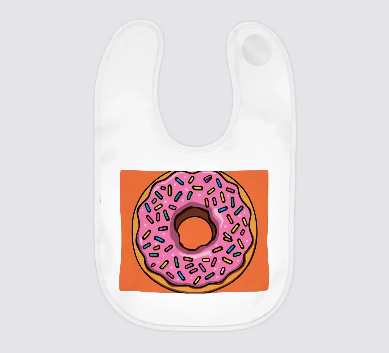 Rosa Frosted Donut "Bite Me" auf orangem Hintergrund Babylätzchen von DesignDoodle