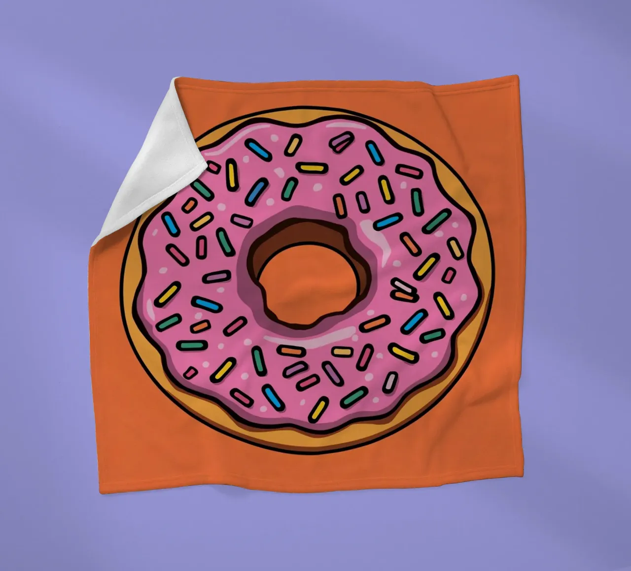 Rosa Frosted Donut "Bite Me" auf orangem Hintergrund Fleecedecke von DesignDoodle
