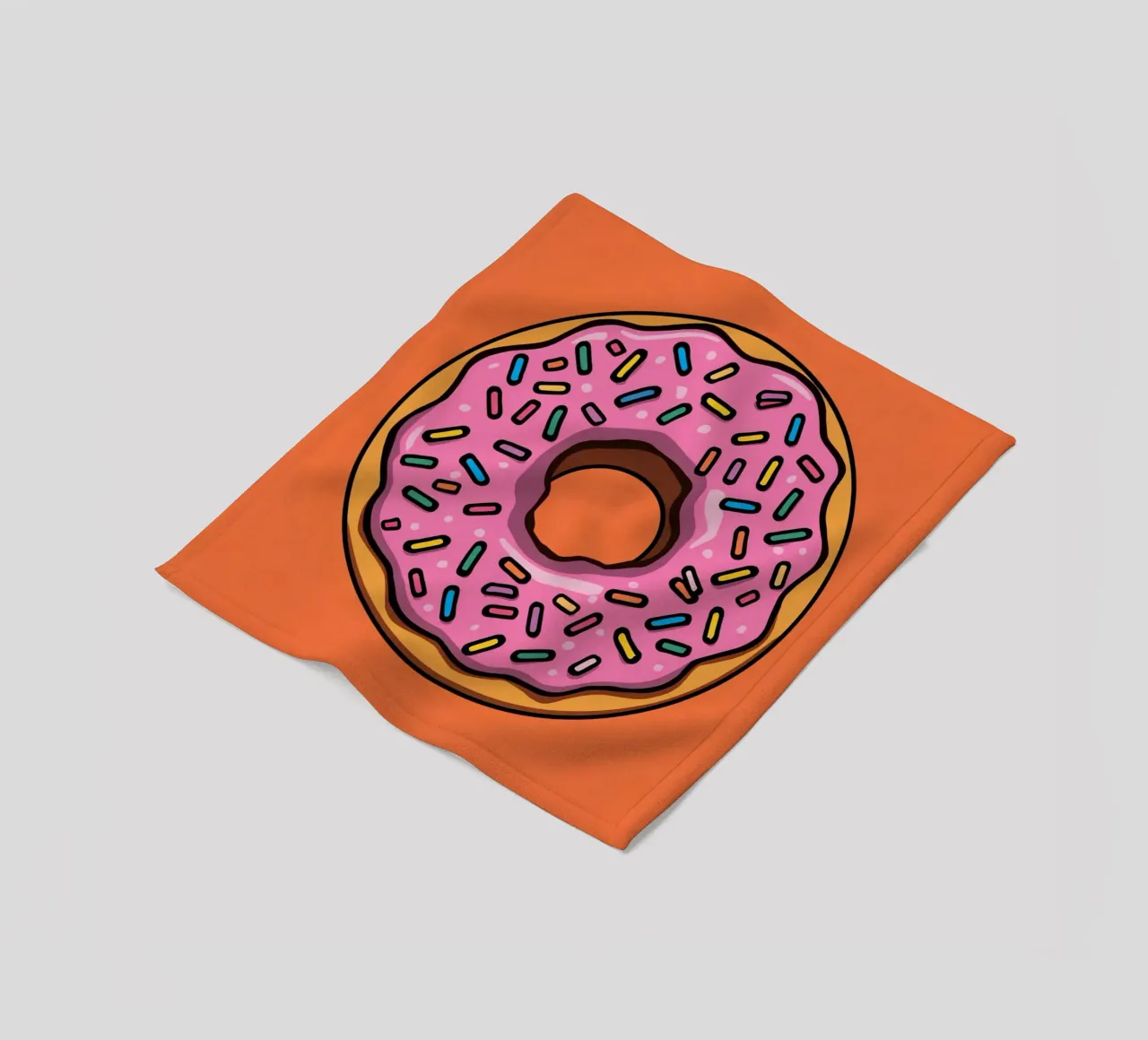 Rosa Frosted Donut "Bite Me" auf orangem Hintergrund Fleecedecke von DesignDoodle