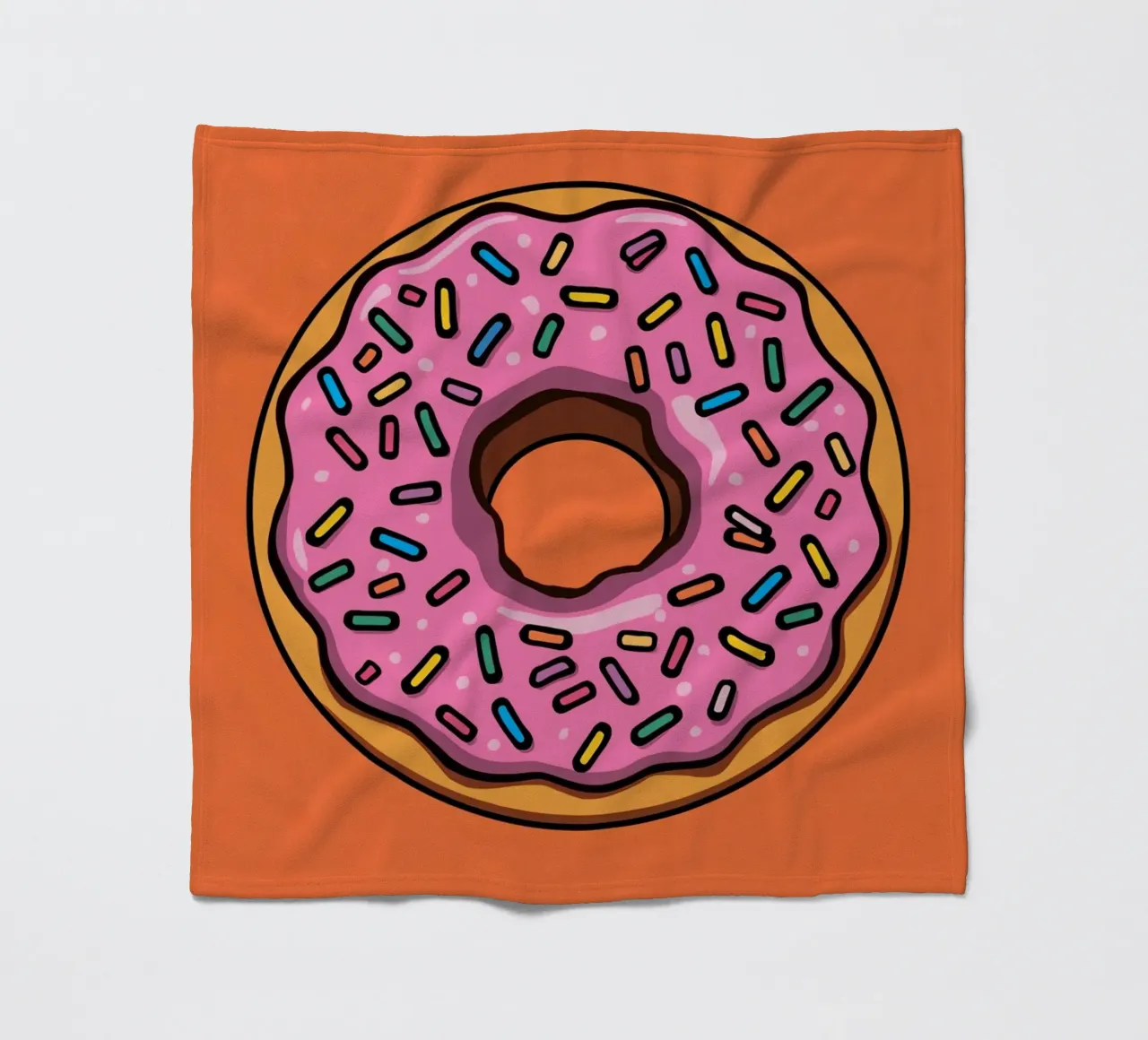 Rosa Frosted Donut "Bite Me" auf orangem Hintergrund Fleecedecke von DesignDoodle