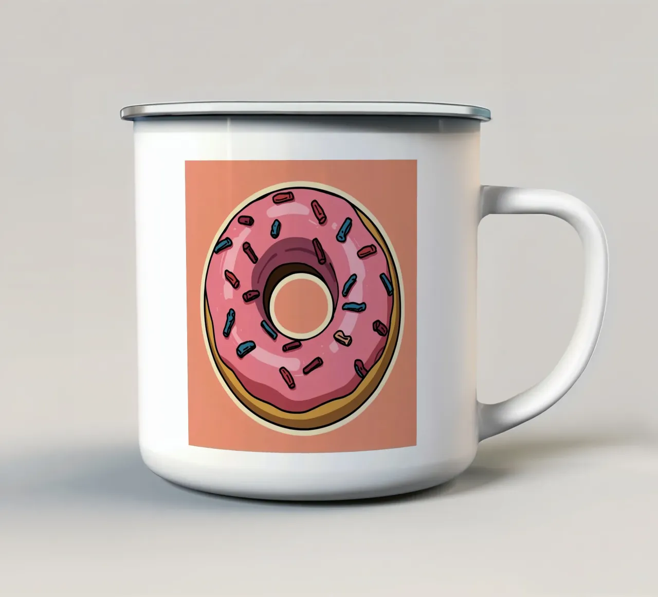 Roze frosted donut met hagelslag Sticker Ontwerp emaille mok van DesignDoodle