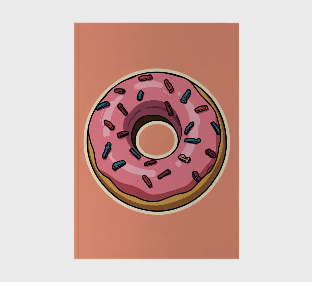 Pink frosted donut with sprinkles Sticker Design notebook by DesignDoodle