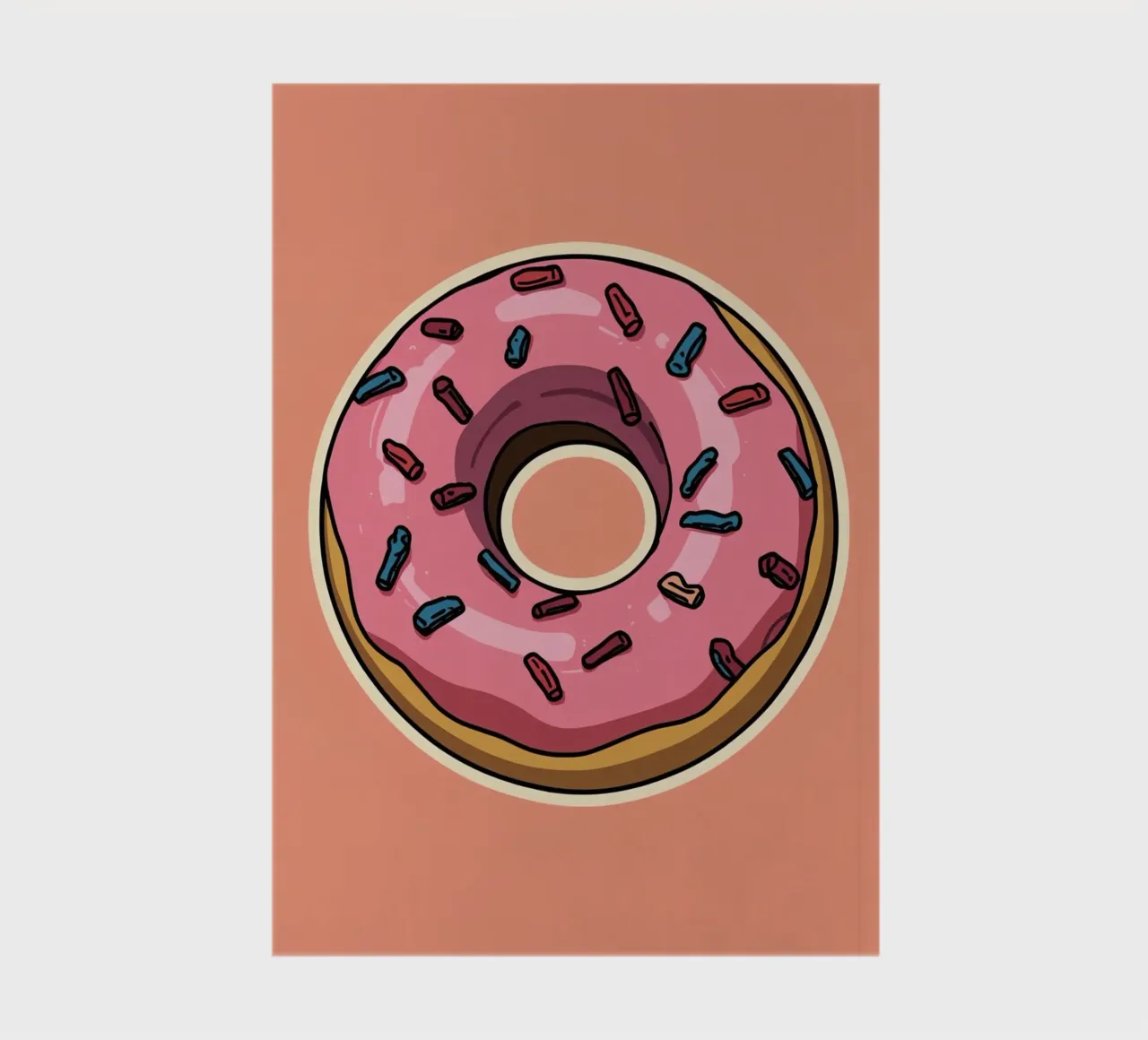 Pink frosted donut with sprinkles Sticker Design notebook by DesignDoodle