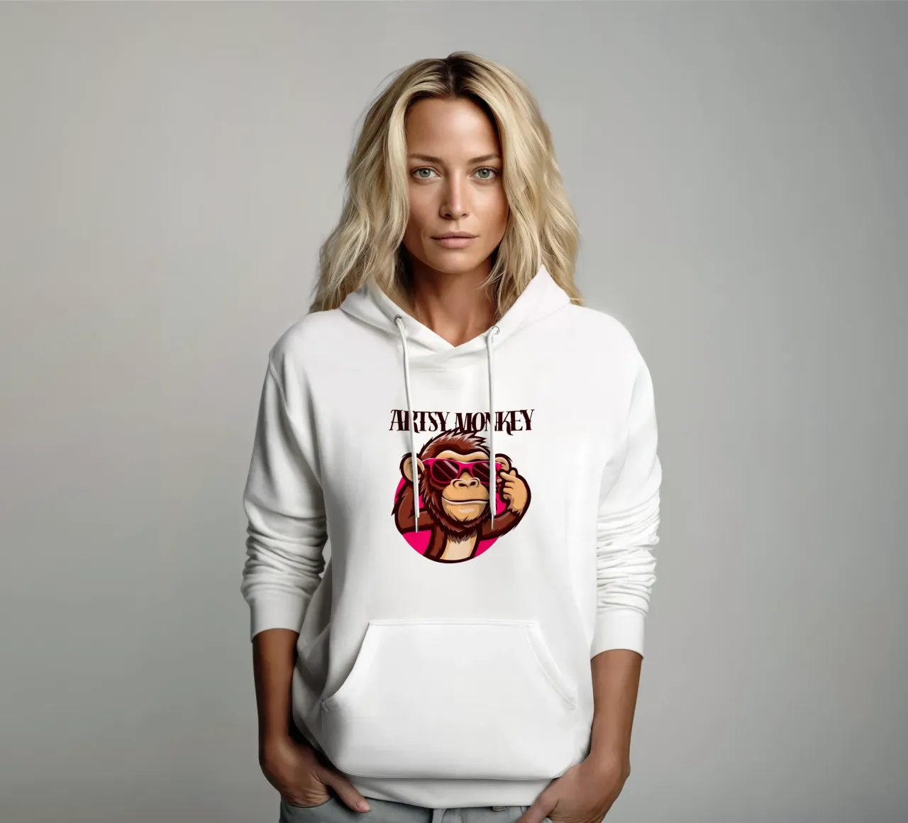 Scimmia artistica felpa con cappuccio da arleneturnershop