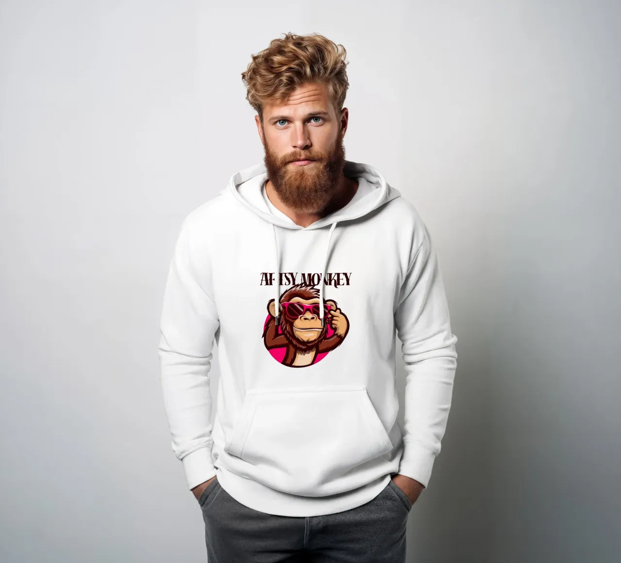 Scimmia artistica felpa con cappuccio da arleneturnershop