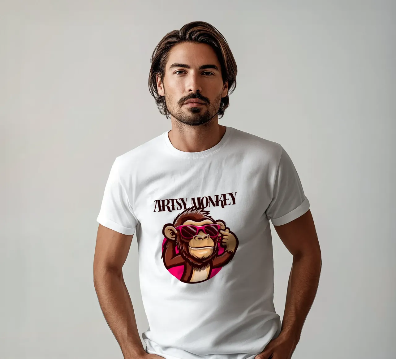 Scimmia artistica t-shirt da arleneturnershop