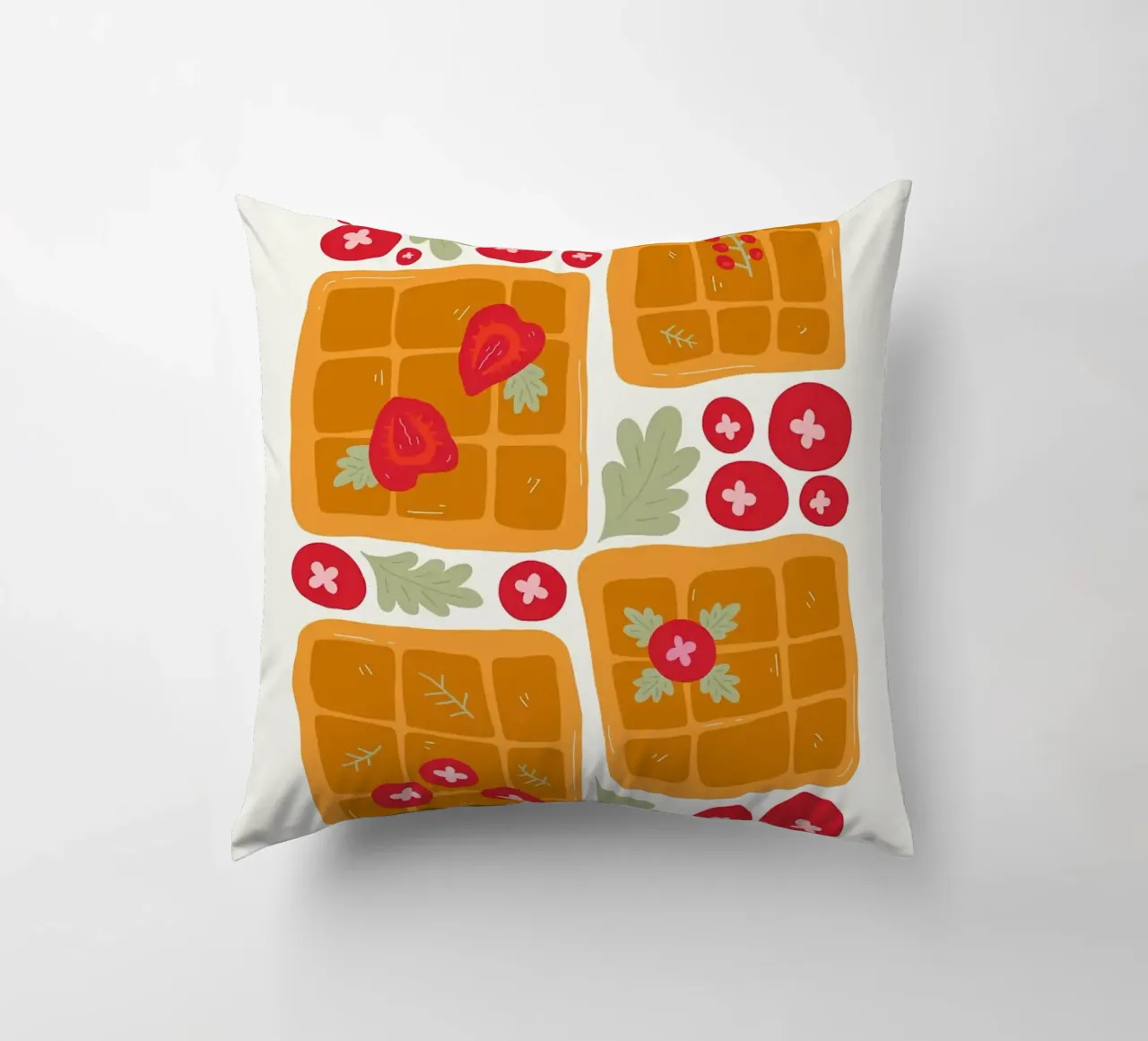 Waffle con bacche e foglie cuscino da bazi