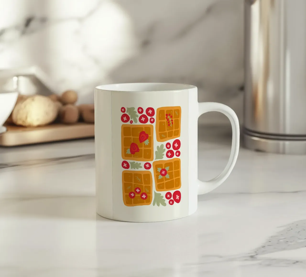 Waffle con bacche e foglie tazza in ceramica da bazi