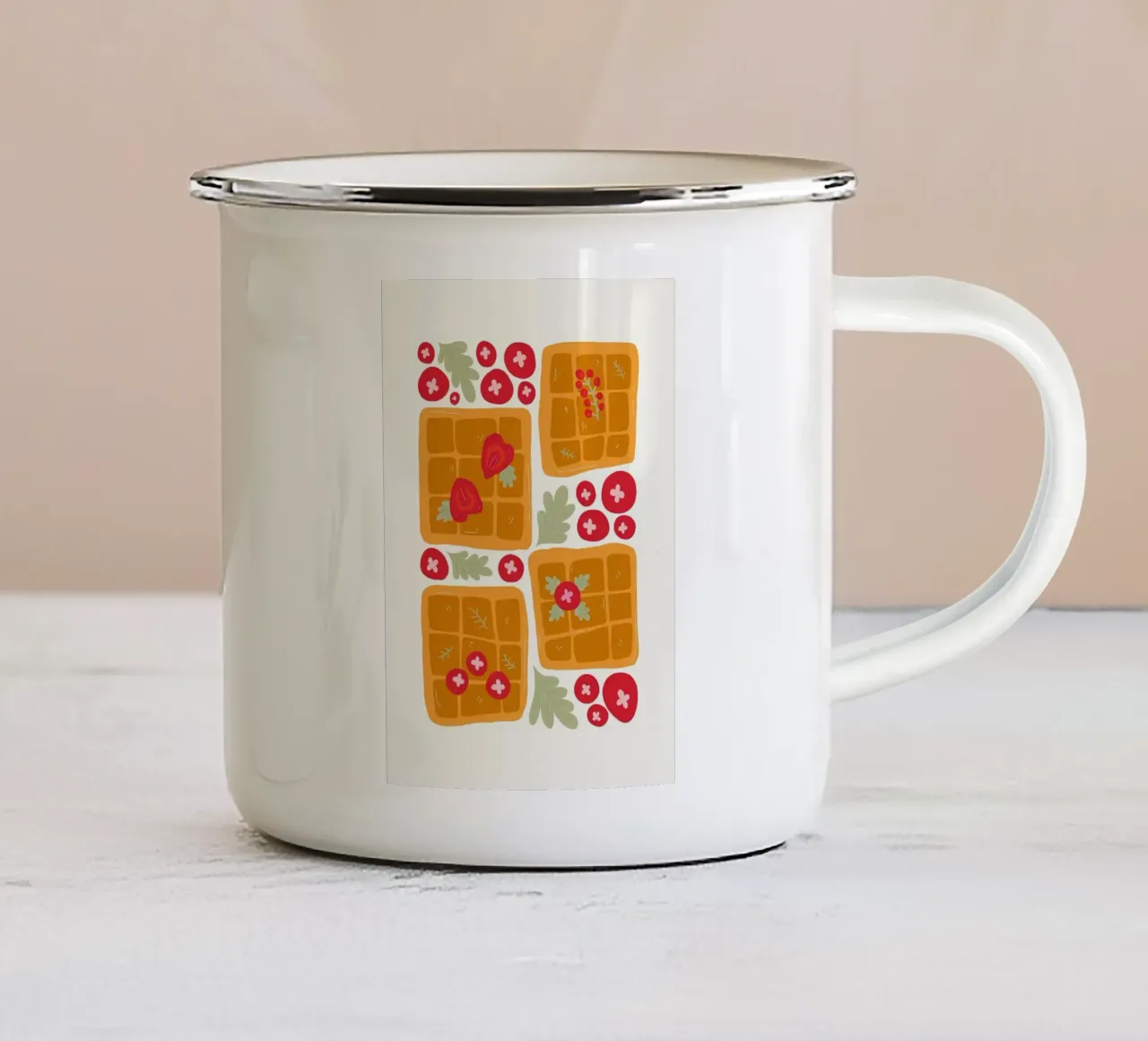 Waffle con bacche e foglie tazza in smalto da bazi