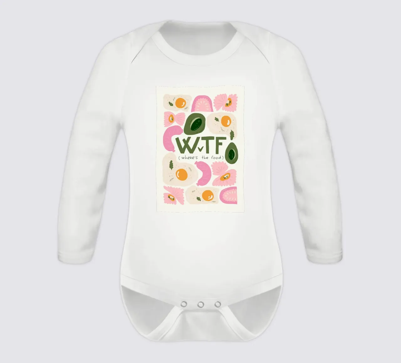 WTF - Dov'è il cibo body neonato maniche lunghe da bazi