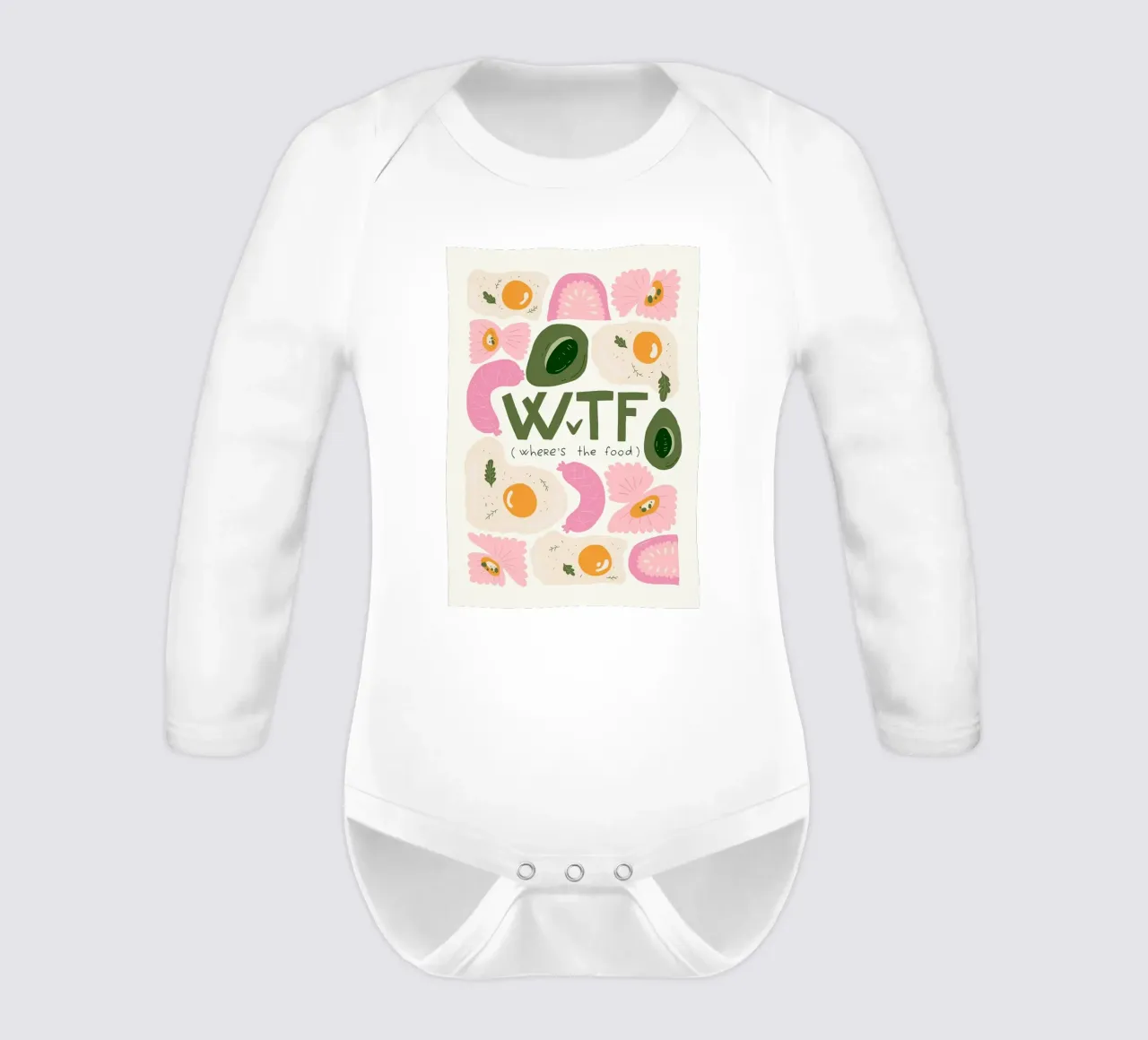 WTF - Wo ist das Essen? Langarm Babybody von bazi