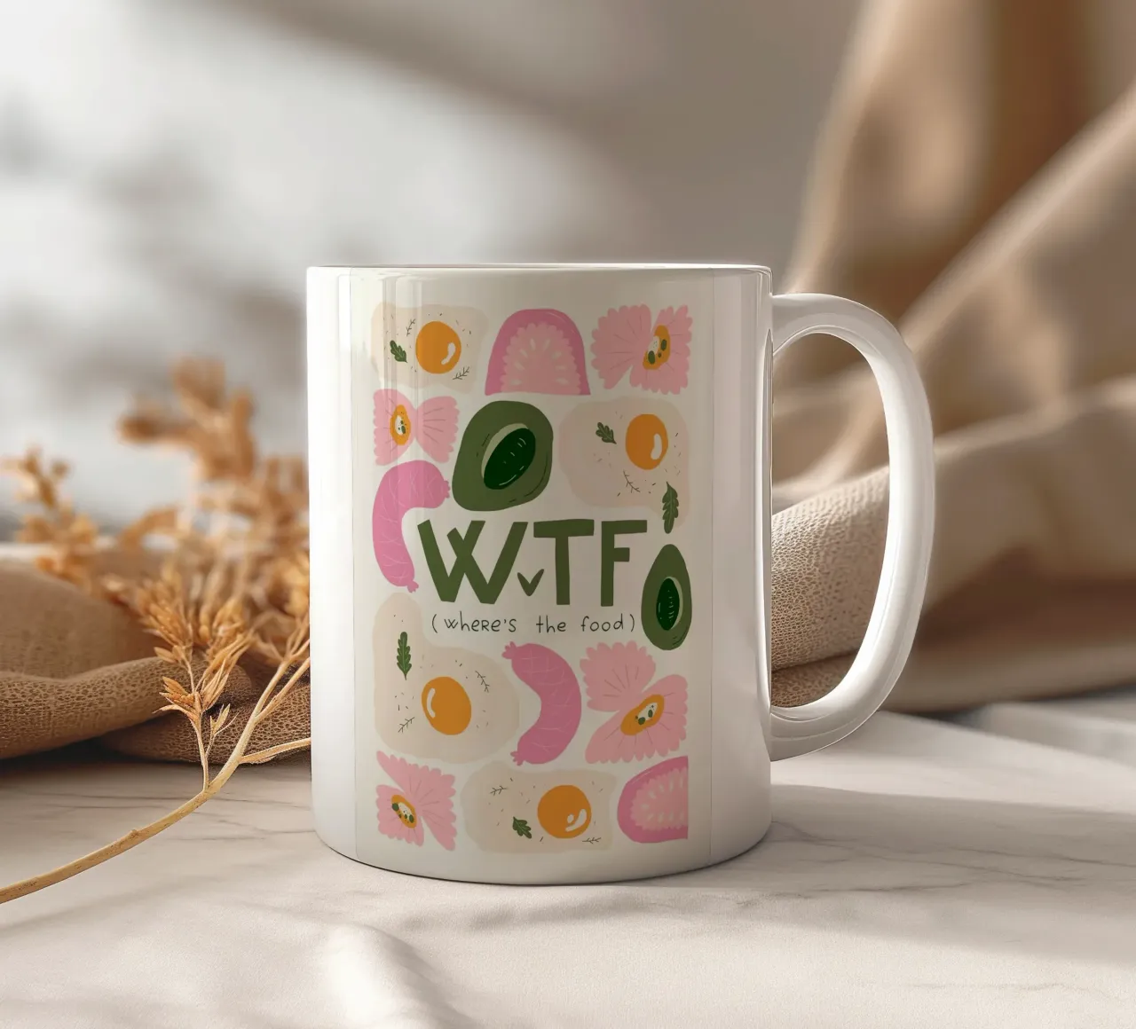 WTF - Waar is het eten? keramische mok van bazi