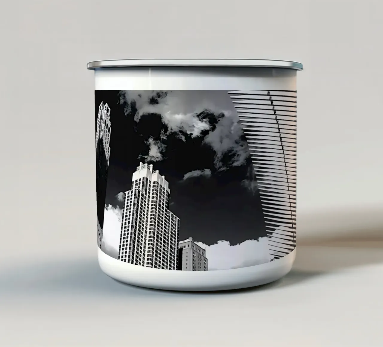 Monocromo New York City Manhattan Trade World Center s&w tazza in smalto da DiveDuke