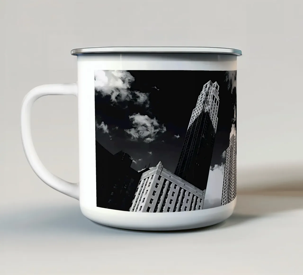 Monocromo New York City Manhattan Trade World Center s&w tazza in smalto da DiveDuke