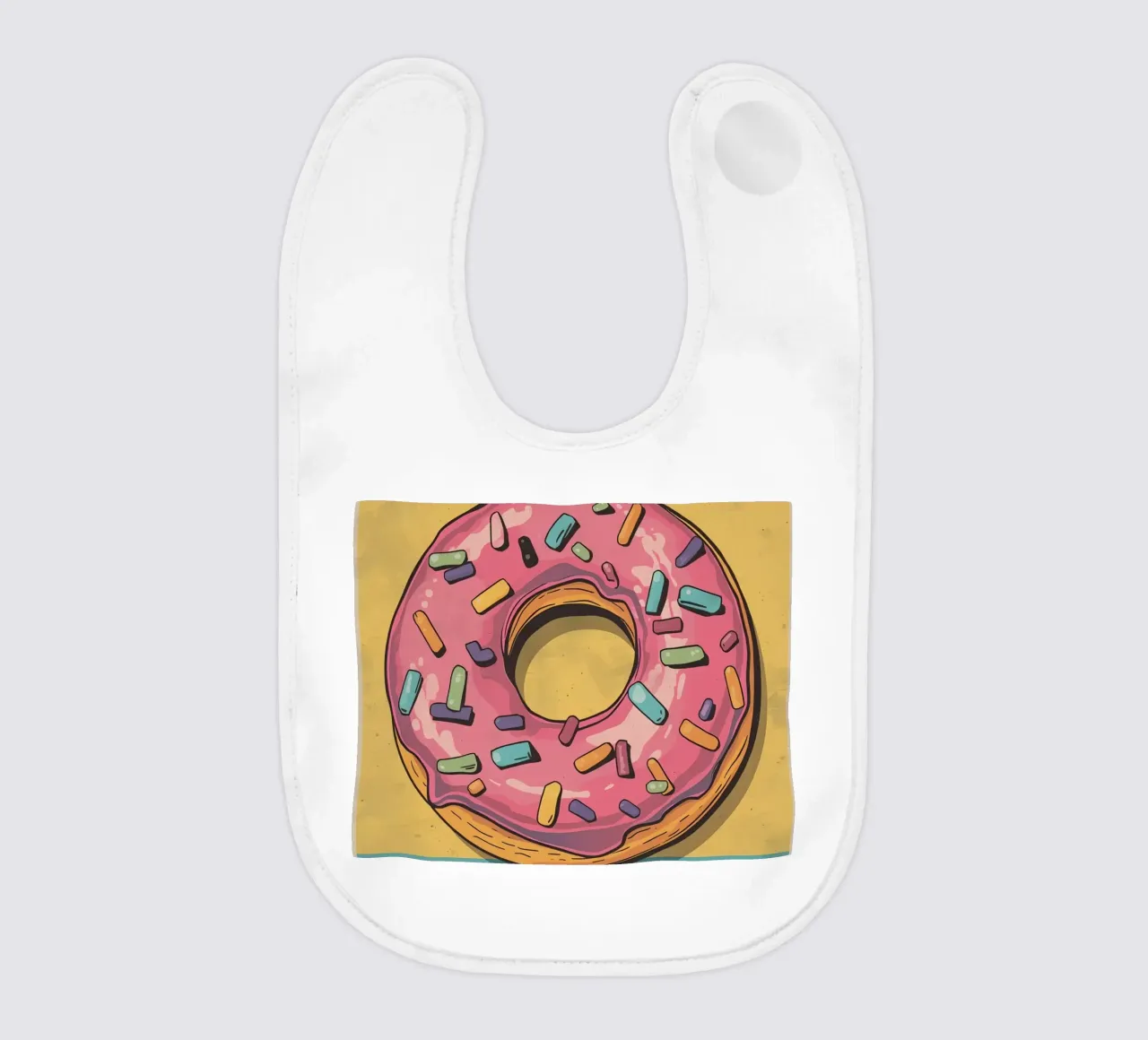 Ciambella ghiacciata rosa " Non preoccuparti, sii felice " bavaglino da DesignDoodle