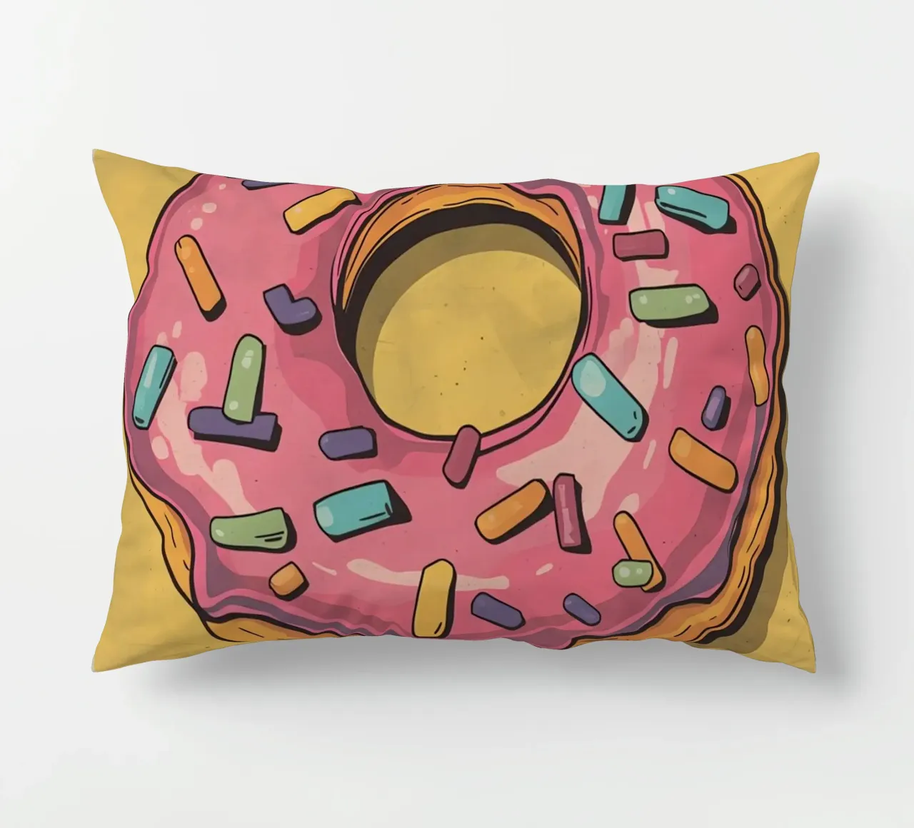 Ciambella ghiacciata rosa " Non preoccuparti, sii felice " cuscino da DesignDoodle