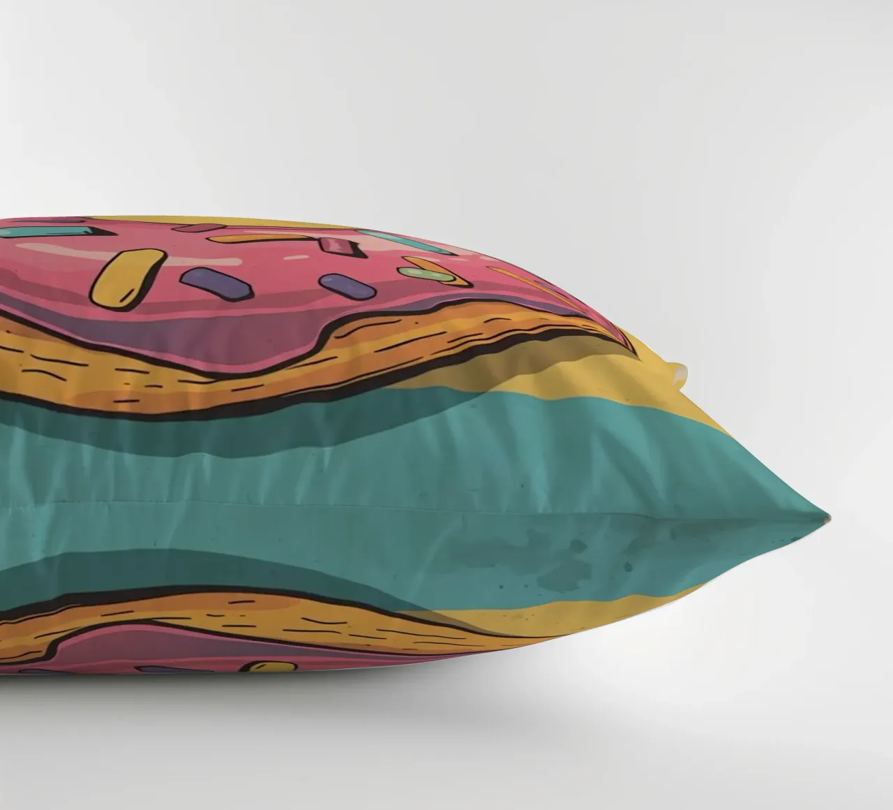Ciambella ghiacciata rosa " Non preoccuparti, sii felice " cuscino da DesignDoodle