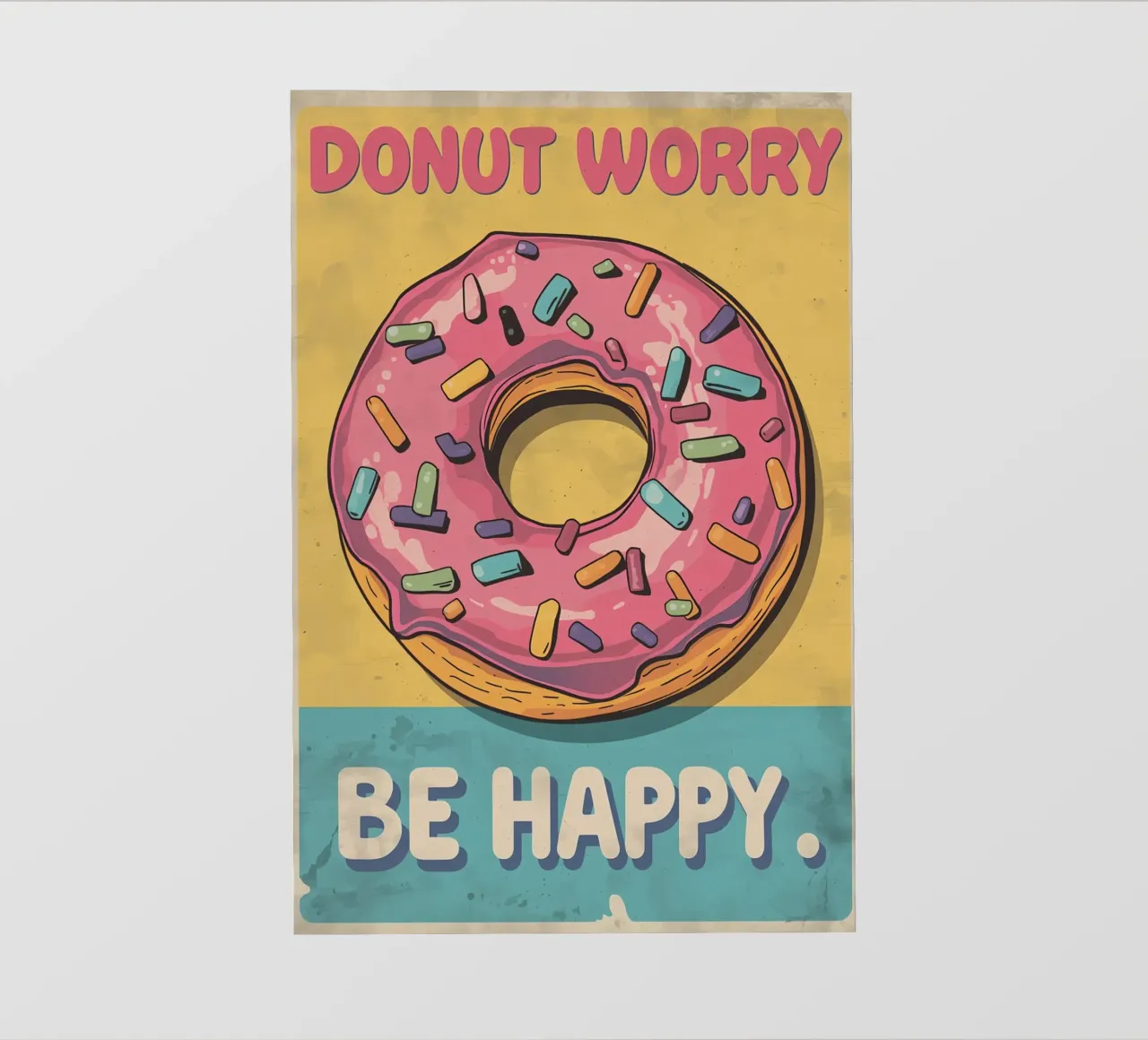 Ciambella ghiacciata rosa " Non preoccuparti, sii felice " telo in pvc da DesignDoodle