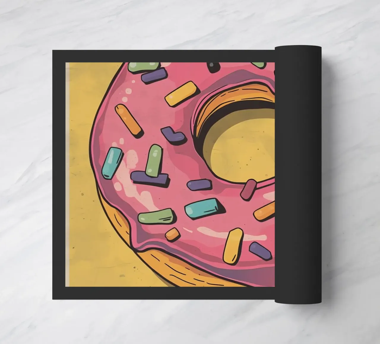 Ciambella ghiacciata rosa " Non preoccuparti, sii felice " zerbino da DesignDoodle
