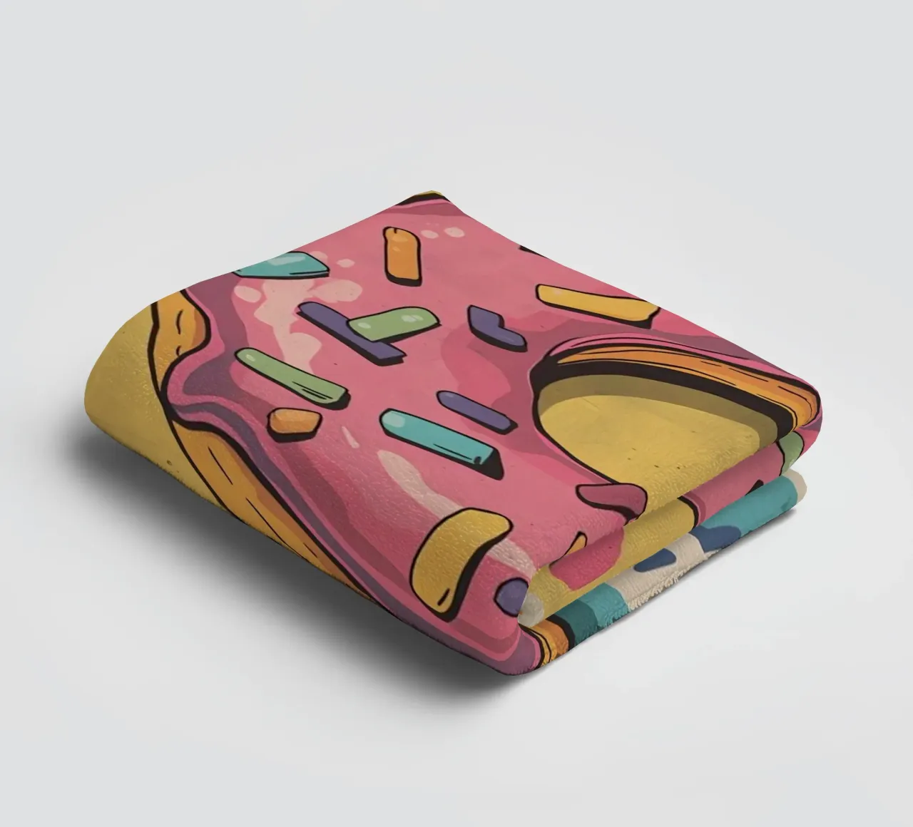 Donut glacé rose " Donut Worry, Be Happy " (Ne vous inquiétez pas, soyez heureux) serviette de bain de DesignDoodle