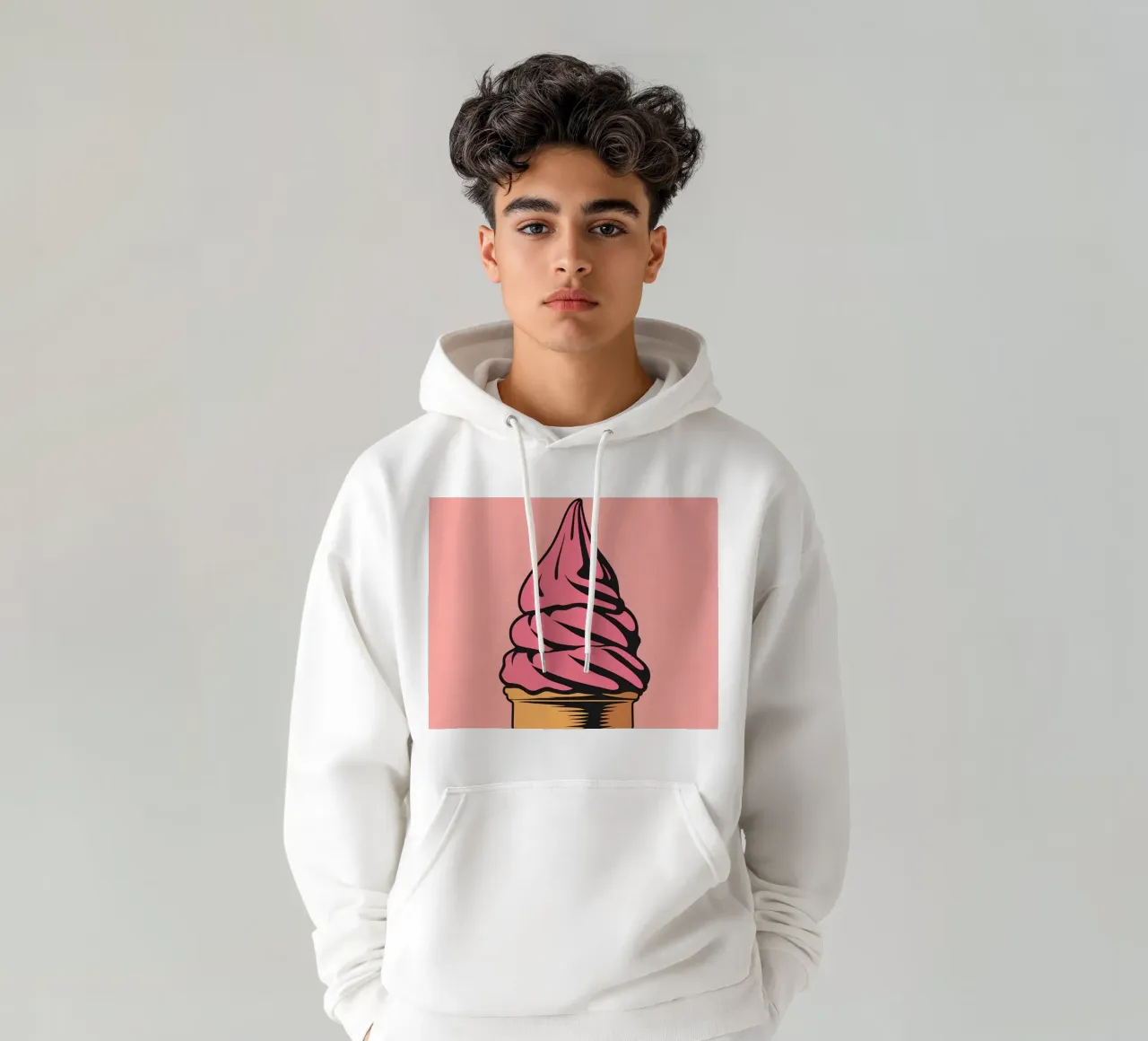 Cono gelato soft serve rosa felpa con cappuccio da DesignDoodle