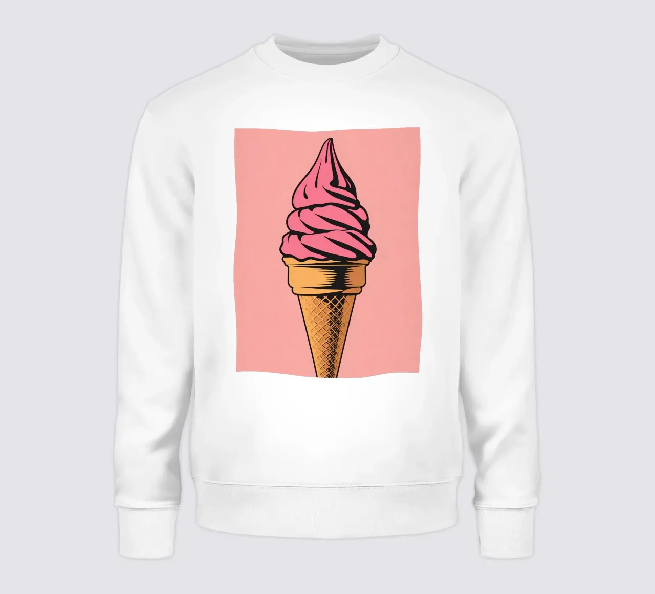 Pink Soft Serve Ice Cream Cone sweatshirt by DesignDoodle
