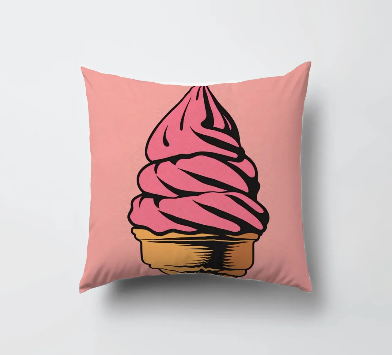 Cono gelato soft serve rosa cuscino da DesignDoodle