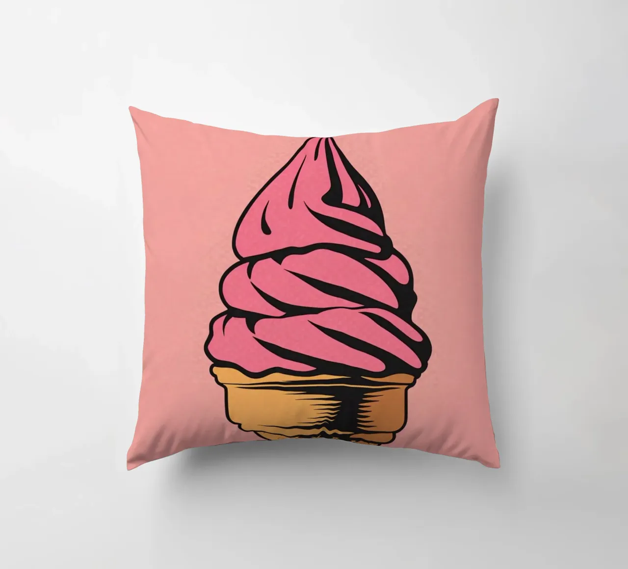 Cono gelato soft serve rosa cuscino da DesignDoodle