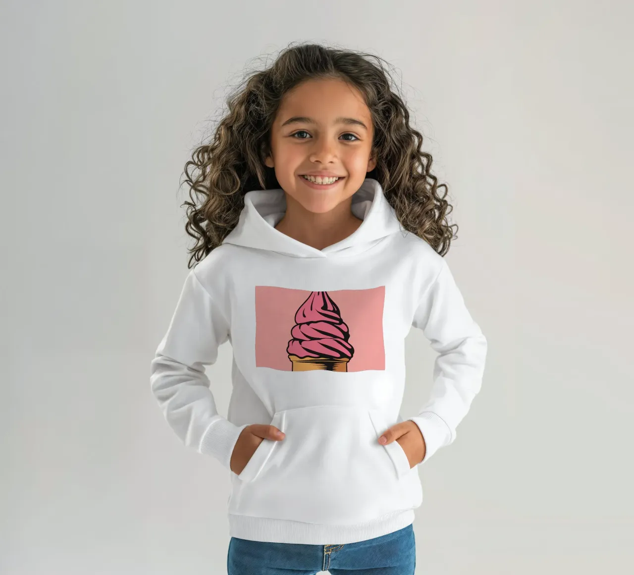 Cono gelato soft serve rosa felpa bambino con cappuccio da DesignDoodle