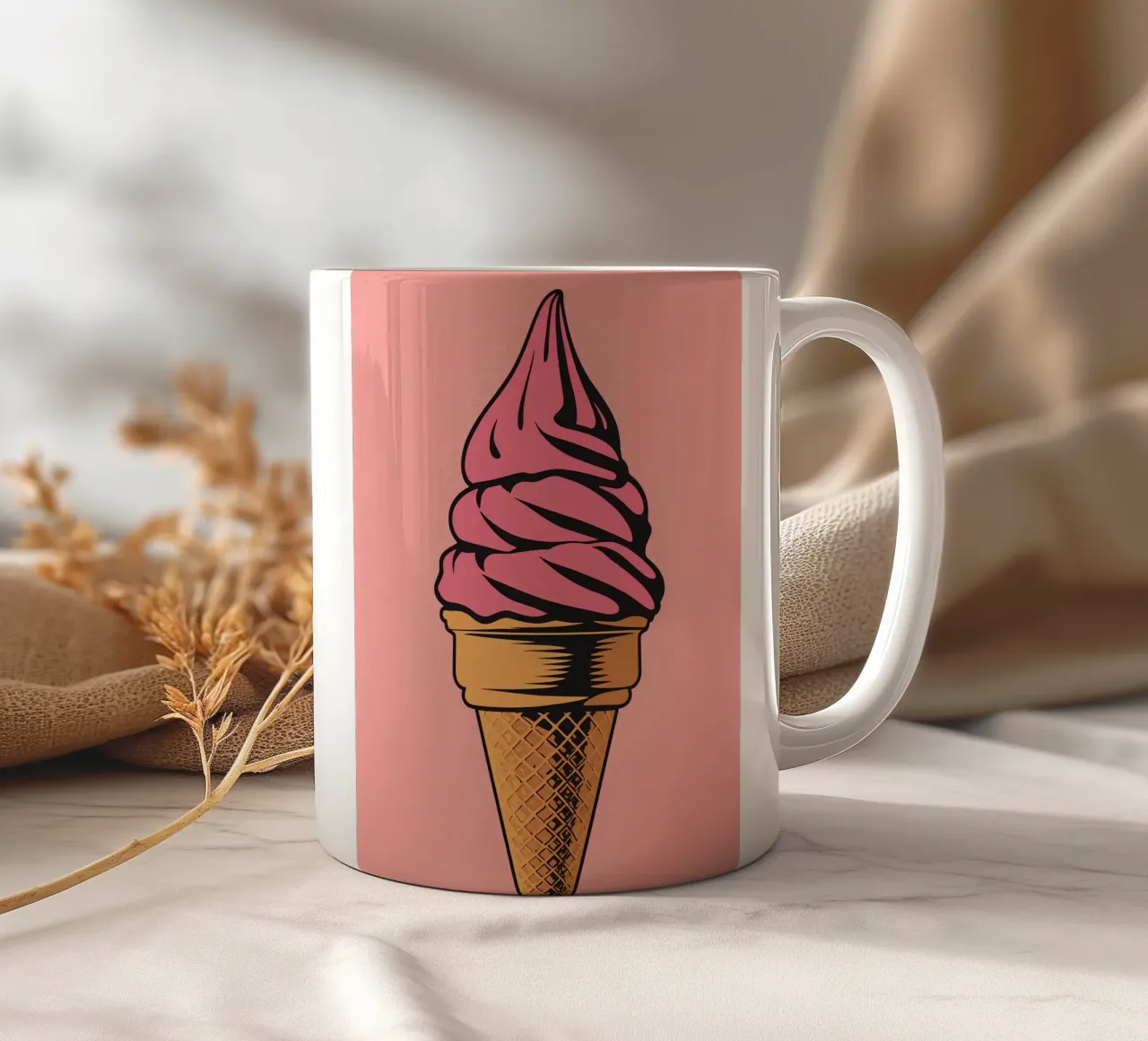 Roze Soft Serve ijshoorntje keramische mok van DesignDoodle