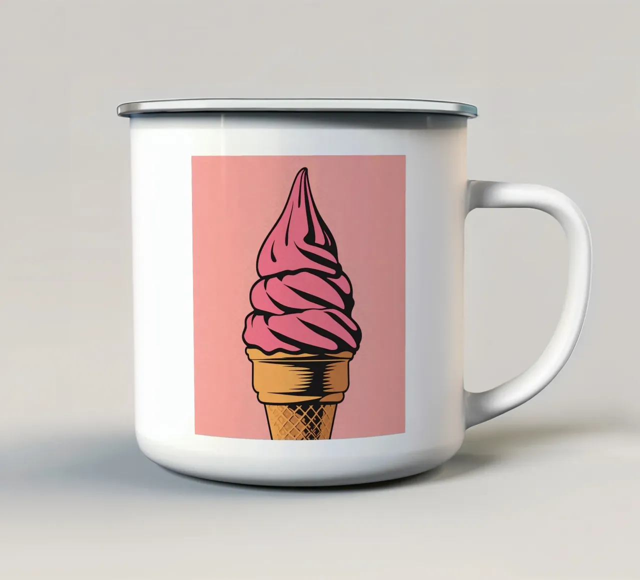 Cono gelato soft serve rosa tazza in smalto da DesignDoodle