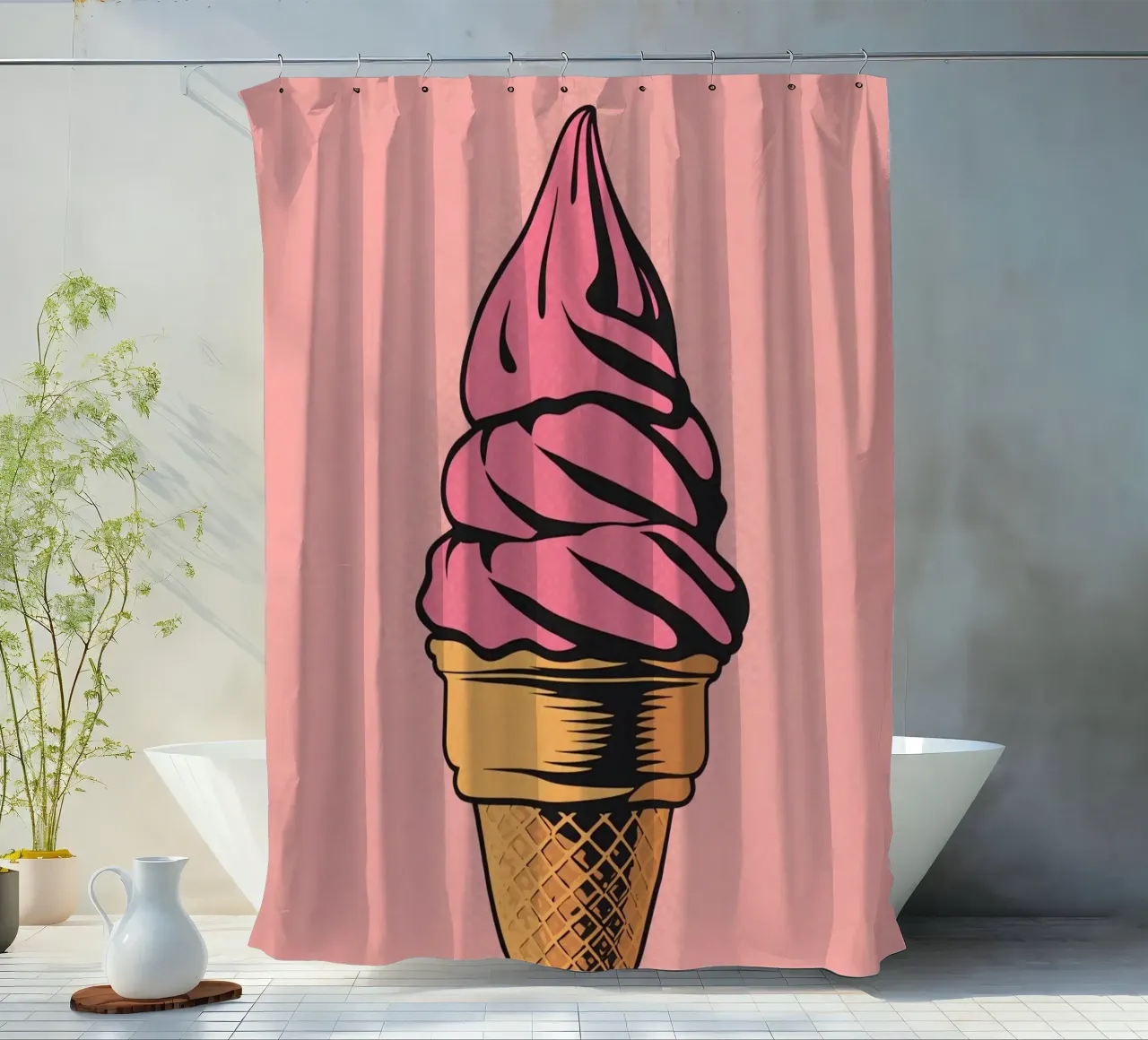 Rosa Soft-Serve-Eiscreme-Tüte Duschvorhang von DesignDoodle
