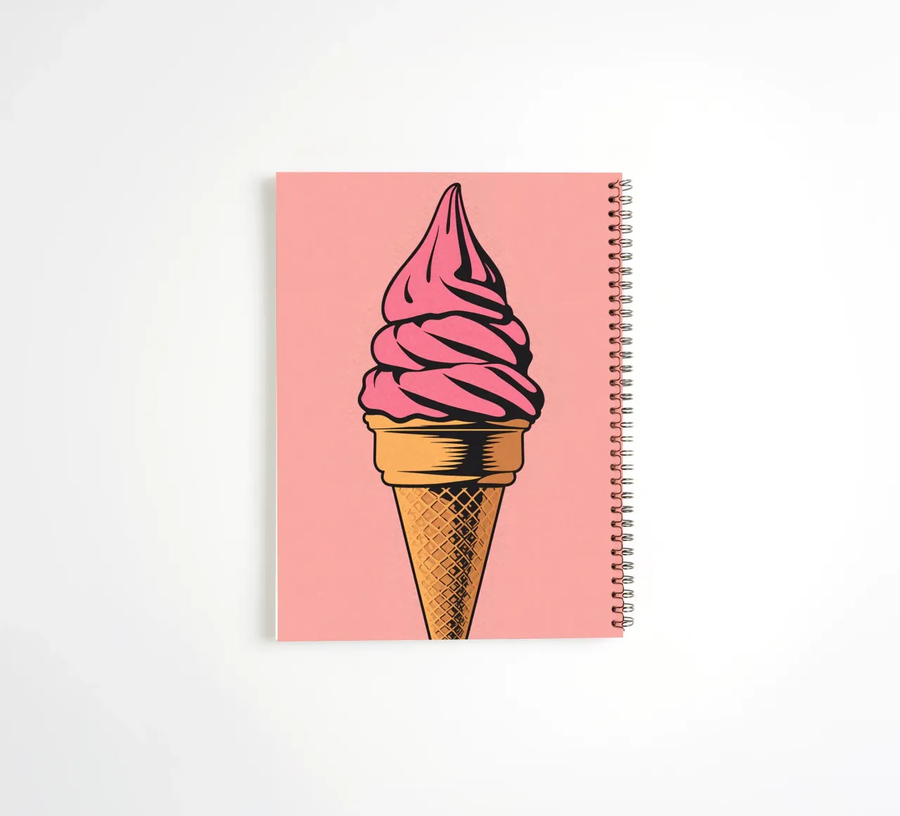 Pink Soft Serve Ice Cream Cone spiral notebook by DesignDoodle