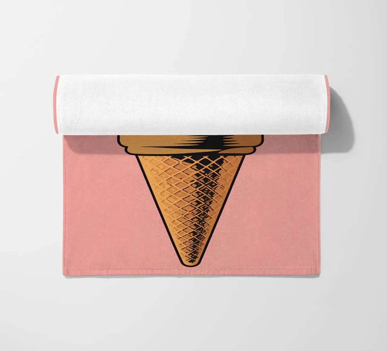 Pink Soft Serve Ice Cream Cone beach towel by DesignDoodle