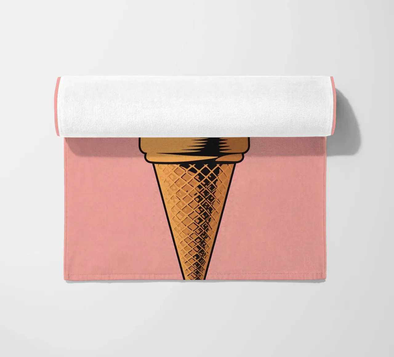 Pink Soft Serve Ice Cream Cone beach towel by DesignDoodle
