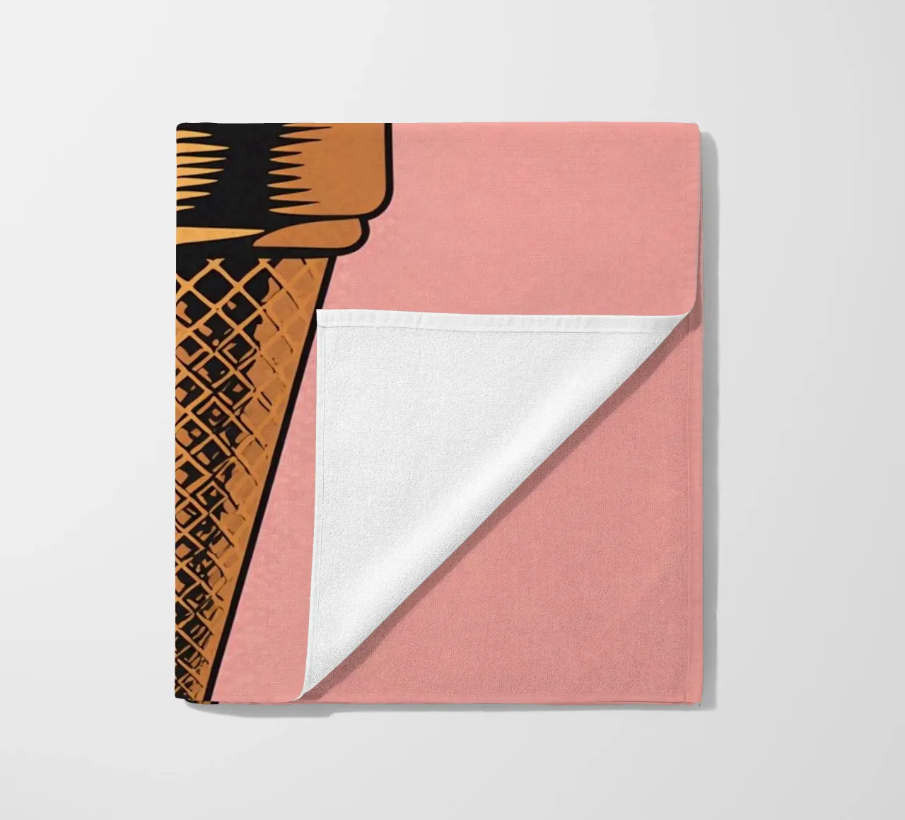 Pink Soft Serve Ice Cream Cone beach towel by DesignDoodle